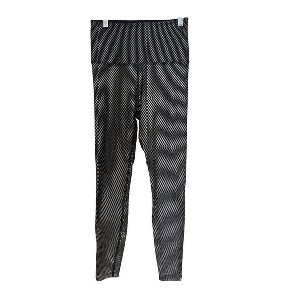 Beyond Yoga Pants - Beyond Yoga Black Silver Polka Dot High Rise Leggings Medium Athleisure Retro
